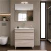 Yellowshop | Mobile Bagno Musa 80 cm - Composizione Completa con Lavabo Ceramica, Specchio e 2 cassetti con Guida Soft-Close - Finitura Olmo (Composizione Completa)
