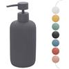 Inbagno Dispenser Sapone Grigio cannettato in Ceramica Soft Touch, Ricaricabile con erogatore Pump e capienza 330 ml, Spring
