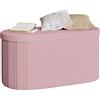 WOLTU Panca Contenitore, Cassapanca Contenitore da Interno 76L, Poggiapiedi da Divano Pieghevole, Coperchio Rimovibile, per Soggiorno, Camera da Letto, 76x38x38cm, Rosa Chiaro
