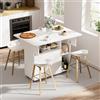 Ztexkee Tavolo da Pranzo Pieghevole Mobile Tavolo Cucina con Ruote con 1 grande mobile e 3 vano aperto Credenza per piccoli spazi Sala da pranzo Cucina 100 x 70 x 79 cm bianco