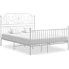 Azzrora Letto in Ferro Battuto, Struttura Matrimoniale, Telaio Singolo, Giroletto Bianco in Metallo 160x200 cm