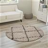 Paco Home Morbido tappeto a pelo lungo Shaggy per soggiorno in stile scandinavo con motivo a rombi, Dimensione:Ø 200 cm tondo, Colore:Beige-Antracite