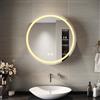 SIRHONA Armadietto da bagno a specchio, armadio da parete con illuminazione a LED e prese di corrente, interruttori a controllo tattile, dimmerabile, tre temperature di colore regolabili, 60 x 60 x 14
