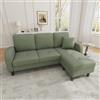 Cayipng Divano angolare a L con chaise longue,divano a 3 posti, 166 x 118 x 77 cm, tessuto traspirante in cotone e lino, gambe in plastica, design modulare, ideale per soggiorni (Verde)