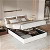LIVLUX Letto baule 140 x 190 cm con porte USB, letto matrimoniale imbottito con contenitore e rete a doghe, design moderno per adulti e adolescenti (bianco, 140 x 190 cm)