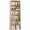 WOLTU Libreria a Pavimento con 6 Ripiani Regolabili, Scaffale Aperto per Soggiorno Ufficio Camera, Divisorio Ambienti, 60x180x23,5 cm, Rovere Chiaro