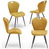 REDÒKASA Set 4 sedie imbottite per sala da pranzo CLARA, design moderno, gambe coniche robuste in metallo, rivestimento in tessuto idrorepellente morbido al tatto (4, Senape, 48x58x87)
