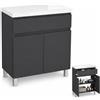 paplinskimoebel - Mobile per lavabo ARIZA TOP larghezza 60 cm, senza lavabo, base con cassetto, sospesa o in piedi, per lavabo da appoggio - Grigio opaco