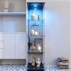 DADEA Vetrina con Specchio, Vetrinetta in Vetro 4 Ripiani 1 Porte, 42,5×36,5×164 cm, Vetrine in Vetro a Specchio Vetrina Colonna Espositiva Colonna Vetrinetta Casco con LED Vetrinette Espositive