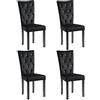vidaXL 4x Sedie per Sala da Pranzo Velluto Nero Seggiole Sedile Arredo Cucina