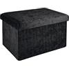 INTIRILIFE Panca pieghevole 49x30x30cm in nero - Cubo di seduta con spazio di archiviazione e coperchio con copertura in velluto - Cubo di seduta poggiapiedi pieghevole scatola di immagazzinamento