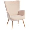 HOMCOM Poltrona Imbottita Moderna da Salotto, Poltrona Camera da Letto in Tessuto Sherpa con Schienale Alto e Braccioli, Poltroncina Relax con Telaio in Acciaio per Soggiorno, Beige