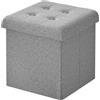 WOLTU Pouf con Contenitore, Puffo Pieghevole con Coperchio, Poggiapiedi Divano, Cubo Seduta con Ripiano, per Soggiorno o Camera da Letto, 30x30x30 cm, Grigio Chiaro