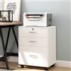 DlandHome Schedario verticale con serratura a 3 cassetti con ruote bloccabili, comodo design salvaspazio, colore bianco