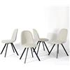 FurnitureR Set di 4 sedie da pranzo girevoli a 360°, eleganti sedie imbottite in tessuto, ergonomiche, con gambe in metallo, per casa e studio, colore: bianco crema