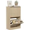 UEV Scarpiera Ingresso 2 Cassetti Strisce a Legno 52x24x86,5cm, Avorio