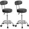 Chleby Sgabello Girevole con Ruote Sgabello con schienale Altezza Regolabile 49-64 cm Sgabello da Lavoro Sedie da Bar con Ruote per cucina, barbiere, clinica, ufficio Nero