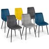 IDMarket - Set di 6 sedie da pranzo in velluto blu x2, grigio scuro x2, grigio chiaro, giallo MILA