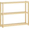 HOMCOM Scaffale da Bagno a 3 Ripiani Regolabili in 5 Livelli, Mobile Contenitore in Bambù a Parete o a Terra, per Cucina, Soggiorno e Bagno, 60x15x50 cm, Color Legno