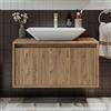 ROOMART - Mobili da bagno - Atlantic Mobili per camera da letto, lavabo in ceramica con mobiletto 85 cm, - Rovere (rovere, 85)