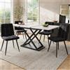 Generisch Set da pranzo allungabile per 4 persone, 160 x 80 x 75 cm, tavolo da pranzo con 4 sedie da pranzo, sedie da pranzo in velluto nero (bianco)