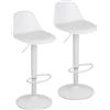 Baroni Home Set 2 Sgabelli Girevoli con Schienale e Cuscino, Altezza Regolabile e Poggiapiedi, Fondo Antigraffio, Ideale per Sala da Pranzo, Ristorante, Bianco, 40x40x80-104 cm