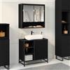 KTHLBRH Lavandino da bagno industriale con mobile in legno duro e acciaio nero, ampio stoccaggio e design urbano per bagni moderni, facile montaggio e struttura resistente