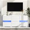 Idemon Credenza bianca lucida con strisce luminose che cambiano 16 colori per sala da pranzo e soggiorno 140 x 35 x 72 cm (lunghezza x larghezza x altezza)