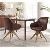 Zouron sedie da pranzo,sedie da ufficio per la casa, poltrone da salotto（Rotazione a 360°）,Ergonomia,Marrone（ecopelle + legno）,Due sedie