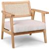 FRANKYSTAR Artena - Poltrona in legno massello di Parawood con innesti in polyrattan e seduta in velluto a coste