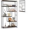 HOMASIS Libreria da Parete a 5 Ripiani in Legno, Libreria Verticale a Colonna da Terra con Struttura in Metallo, Scaffale Portaoggetti Espositore per Soggiorno, Ufficio, Studio, 100 x 30 x 180 cm