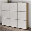 Mai & Mai Scarpiera Portascarpe 135x36x120cm,Marrone chiaro+Bianco opaco | Porta Scarpe Armadio Scaffale Portascarpe 9 Ante + 18 Scomparti per Ingresso Soggiorno, Camera da Letto Schuhschrank02