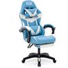 RMF PRO RMF Sedia Gaming Professionale Ergonomica Reclinabile, Poltrona Gaming Seduta Comoda e Rilassante con Poggiapiedi - Sedia per Gamer con Ruote Girevoli, Altezza Regolabile (Azzurra)