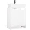 BDW NINA 2DUM - Armadietto da bagno per lavabo da appoggio, bianco opaco, 60 x 74 x 40 cm, 2 ante, piano di lavoro senza ritaglio, design moderno