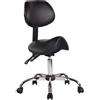 CLP Sgabello Sella Da Lavoro Stuttgart In Similpelle I Sedia Studio Ergonomica Schienale Inclinabile I Sedia Ambulatorio 5 Ruote, Colore:nero