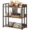 HOMASIS Libreria Scaffale Multiusa a 3/5 Ripiani Regolabili, Libreria Industriale da Terra con Dispositivo Anti-Ribaltamento, Scaffale Angolare da Soggiorno, Studio, Cucina (Marrone, 70 x 35 x 81 cm)