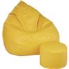 Slevobox Pouf Poltrona Sacco con Poggiapiedi Giallo 95x95x120 cm - Poltrona Pouf Sacco XXL da Interno in Ecopelle - Morbido e Confortevole - Bean Bag per Adulti e Bambini - Mobili per Soggiorno