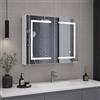 LKPOMI Specchio bagno contenitore con luce, 80 x 13,5 x 60 cm, Mobiletto Specchio Bagno Sospeso con 2 Ante, ripiano regolabile, luminosità regolabile, armadietto specchio bagno (bianco, 80 x 60 cm)