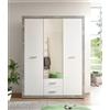 AVANTI TRENDSTORE - Tonino - armadio elegante molto spazioso con specchio, multiuso e moderno con ante battenti in grigio cemento e bianco. Dimensioni LxAxP ca. 151x198x55 cm