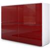 Vladon Madia Rova, Mobile a 4 Ante, Bianco Opaco/Bordeaux Lucido (92 x 72 x 35 cm)