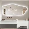 Decmiroor Specchio da Bagno a LED Irregolare, Specchio Decorativo a Forma di Nuvola Retroilluminato, 3 Colori Dimmerabile Specchio Cosmetico con Anti-Nebbia(Cut left,100 * 60cm/39 * 24in)