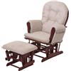Mendler Poltrona a dondolo HWC-C76 sedia relax poggiapiedi Stoffa/tessuto ciniglia (465g/m²) - avorio, struttura scura