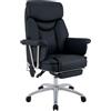 CLP Sedia da ufficio ergonomica con massaggio Dahra, regolabile in altezza con poggiapiedi, dettagli in vera pelle, portata fino a 135 kg Colore nero