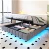 Dolamaní Letto matrimoniale imbottito 160 x 200 cm con cassapanca senza testiera, letto sospeso con spazio di archiviazione, capacità di carico 250 kg (grigio)