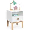 IDMarket - Comodino per bambini JACOB 1 cassetto + 1 nicchia bianco e legno