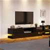 Wiuzo Mobile TV lucido con illuminazione a LED, 2 cassetti, controllo app, design anti-ribaltamento, per TV da 60 pollici, TV Lowboard, 160 x 35 x 40,5 cm (nero)