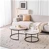 DEYARNA HOME Set di 2 Tavolini Rotondi con Piano in Ceramica Tecnica (NON in MDF); Tavolini Sovrapponibili Idéal pour Soggiorno, Camera da Letto (Pandora+Nero), 60+80cm
