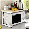 HUOLE Scaffalatura Mobile Scaffale Porta Microonde Struttura in Metallo con Ripiano in Legno MDF Organizer Mensola Porta Utensili Strumenti Cucina Design Moderno-54 * 35 * 34,5 cm-giallo noce