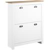 HOMCOM Scarpiera Salvaspazio Slim 2 Cassetti 12 Paia 79x23x90.5 cm Bianco | Mobile Porta Scarpe, Anta a Ribalta, Ripiano Regolabile, per Ingresso e Corridoio
