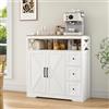 TIMORWTF Credenza Cucina, Mobile portaoggetti con 3 cassetti e 2 ante, ripiano regolabile, credenza sala da pranzo per cucina, soggiorno, 100 x 40 x 105 cm, bianco (2 porte)